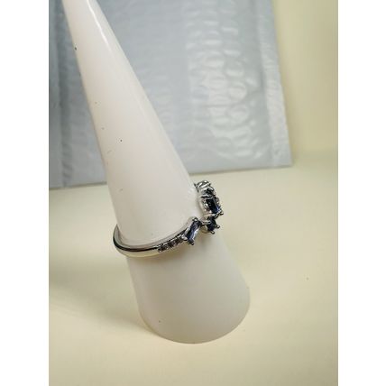 Bomb Party Sz8 Revealed BP Ring Fashion Jewelry RBP Blue Cluster Gems Rhodium P