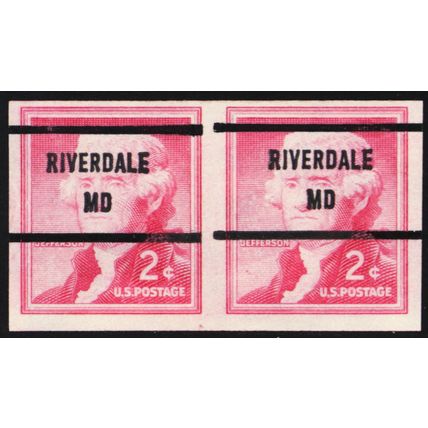 1055c, MNH 2¢ Imperforate Pair - Riverdale MD GAP Precancel - Stuart Katz
