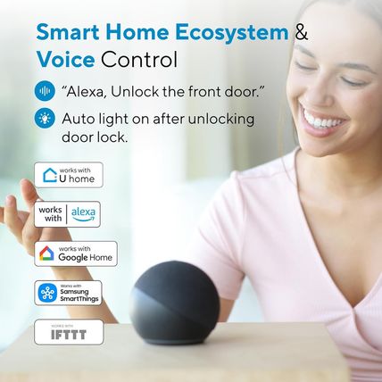 ULTRALOQ U-Bolt Pro Wifi Smart Lock with Door Sensor, 8-In-1 Keyless Entry Door