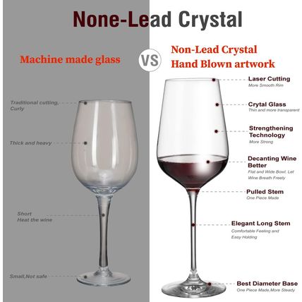Wine Glasses Set of 6, Crystal Glass with Stem for Drinking Red/White/Cabernet W
