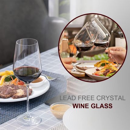 Wine Glasses Set of 6, Crystal Glass with Stem for Drinking Red/White/Cabernet W