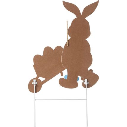 Glitzhome Easter Yard Signs Decorations Outdoor 30" H Wooden Easter Bunny Cart Y
