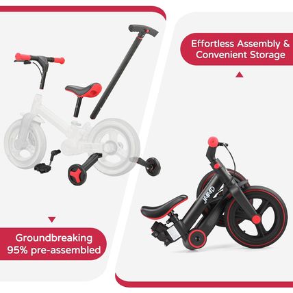 JMMD Toddler Bike with Push Handle for Kids 18-60 Months, 6 in 1 Foldable Push B