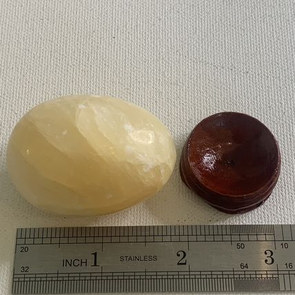 Calcite Crystal Egg Yellow Healing Chakra Stone Meditation Crystals W Stand 2"