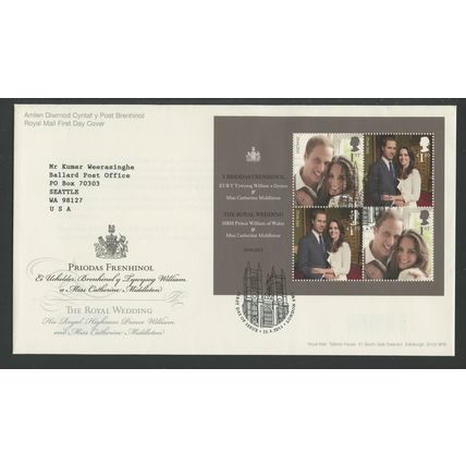 Great Britain 2901, 2011 Royal Wedding, FDC, VF, (GB077)