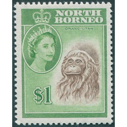 North Borneo 1961 $1 brown & yellow-green SG403 unused
