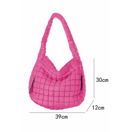 Rose Red Quilted Puffy Large Shoulder Bag