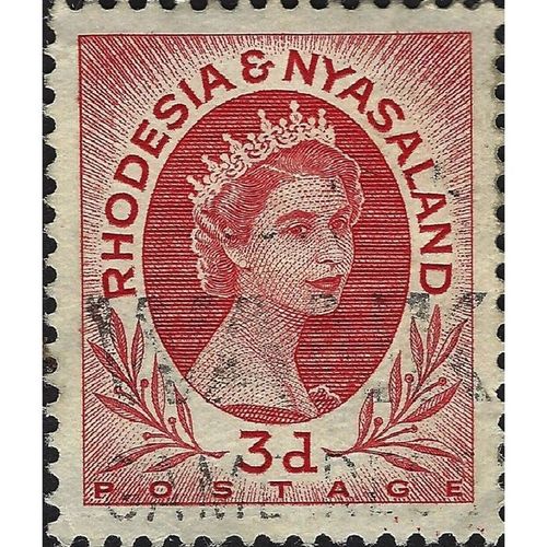 RHODESIA & NYASALAND, Queen Elizabeth II, red 1954, 3d, #3