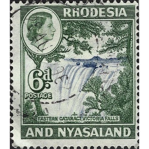 RHODESIA & NYASALAND, Eastern Cataract Victoria Falls, green 1959, 6d, #3
