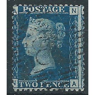 1858 SG47 2d Blue Plate 13 Good+ Used Check Letters "NA"