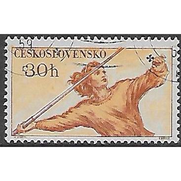 Mi 1117: 30 h. brown/orange Sports Events of 1959: Throwing the Javelin.