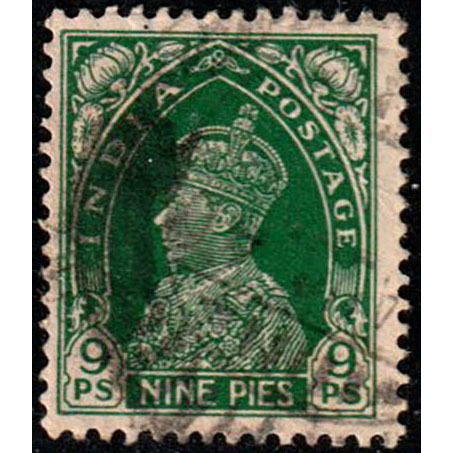 India 1937 King George VI 9p Used Stamp.