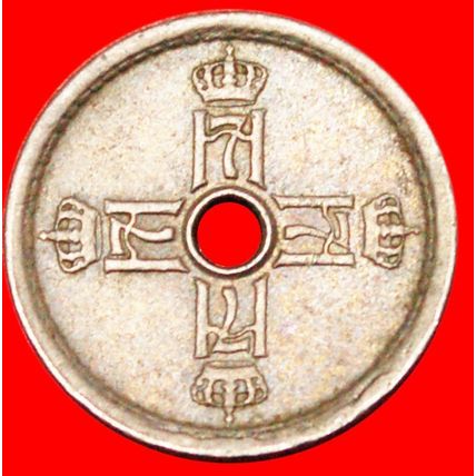 Ⰶ HOLE 1924-1950:NORWAY★25 ORE 1946! HAAKON VII 1905-1957★LOW START★ NO RESERVE!