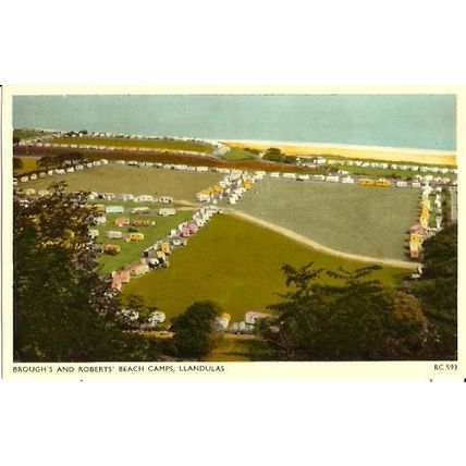 Wales LLANDULAS Brough's & Roberts Beach Camps Postcard (Marimex BC.593)