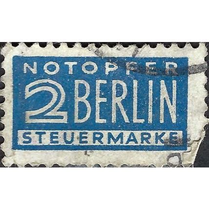 BERLIN, Emergency sacrifice, Tax stamp Tax stamp, blue 1948, 2pf, #3