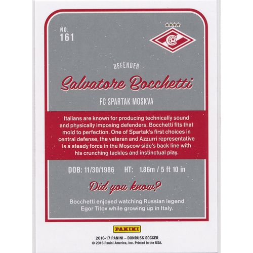 2016 Donruss Soccer 161 Salvatore Bocchetti FC Spartak Moskva