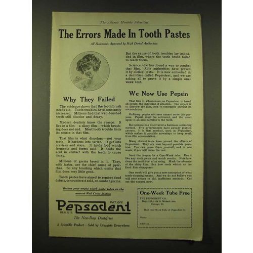1918 Pepsodent Toothpaste Ad - The errors made in Tooth Pastes