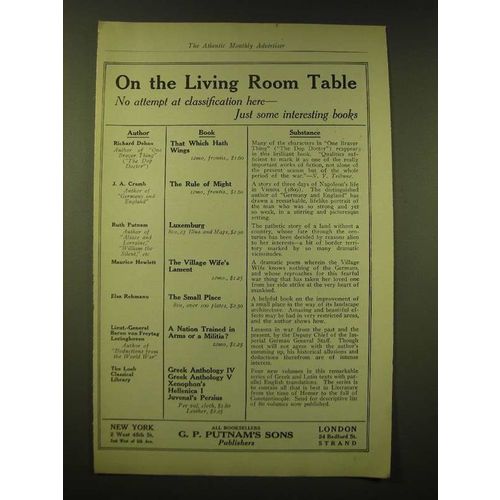 1918 G.P. Putnam's Sons Ad - On the living room table