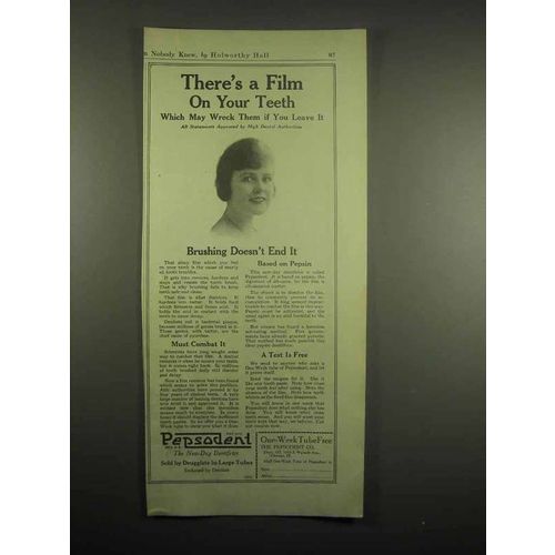 1918 Pepsodent Toothpaste Ad - There's A Film on Teeth