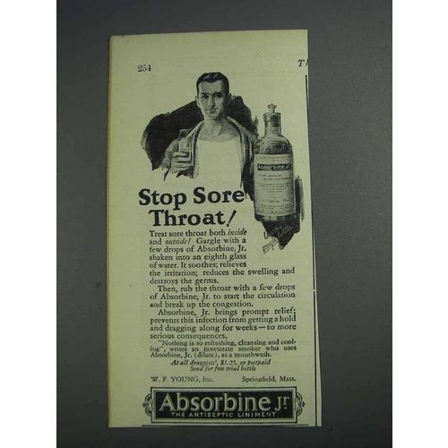 1925 Absorbine Jr. Ad - Stop Sore Throat