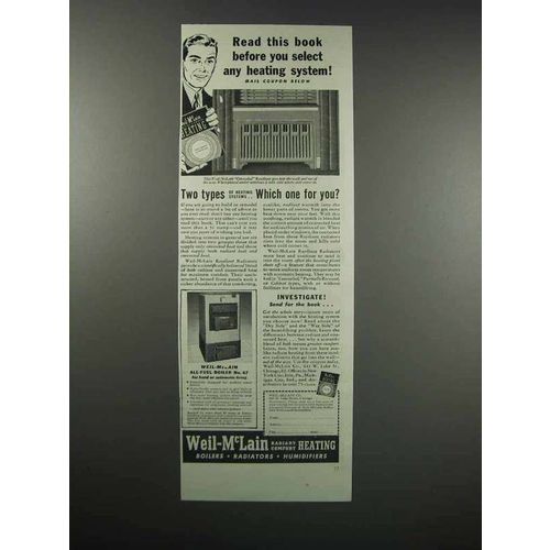 1938 Weil-McLain Radiant Radiators & All-Fuel Boiler Ad