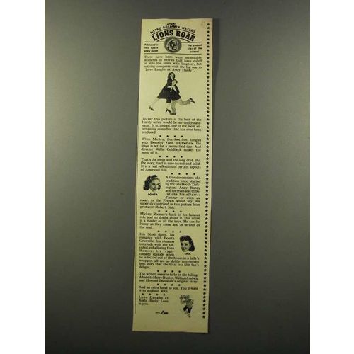1947 MGM Love Laughs at Andy Hardy Movie Ad