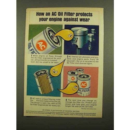 1965 AC Oil Filter Ad - Protects Engine Against Wear