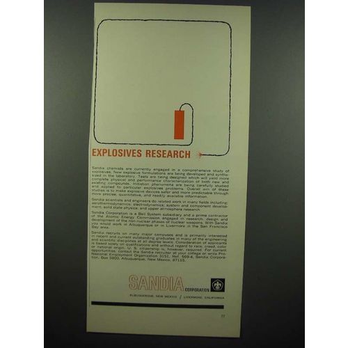 1965 Sandia Laboratories Ad - Explosives Research