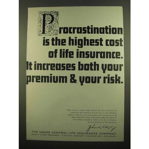 1965 Union Central Life Insurance Ad - Procrastination