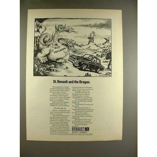 1970 Renault 10 Car Ad - St. Renault & The Dragon
