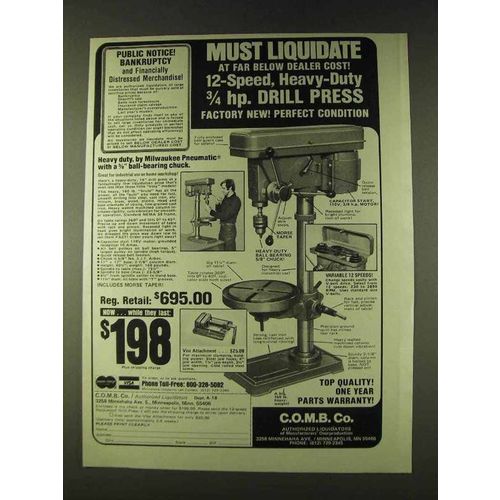 1979 C.O.M.B. Milwaukee Pneumatic Drill Press Ad