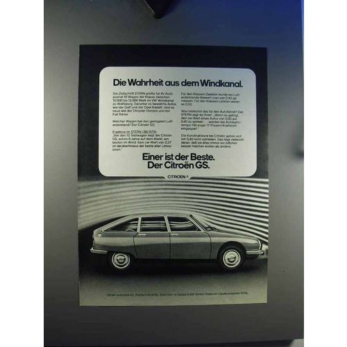 1979 Citroen GS Car Ad - In German - Windkanal