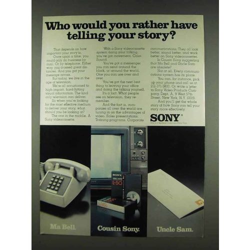 1978 Sony Videocassette Ad - Telling Your Story