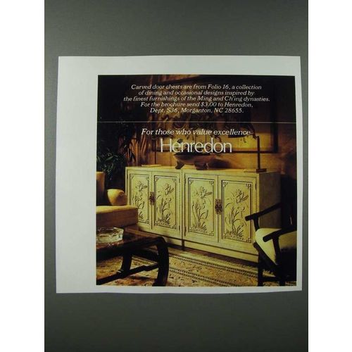 1986 Henredon Folio 16 Carved Door Chests Ad