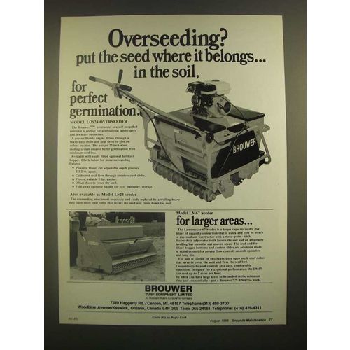 1988 Brouwer Model LOS24 Overseeder and LM67 Seeder Ad