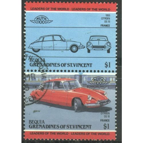 Grenadines St. Vincent 1984 - (Bequia) $1 Citroen DS 19 France (paired) - used