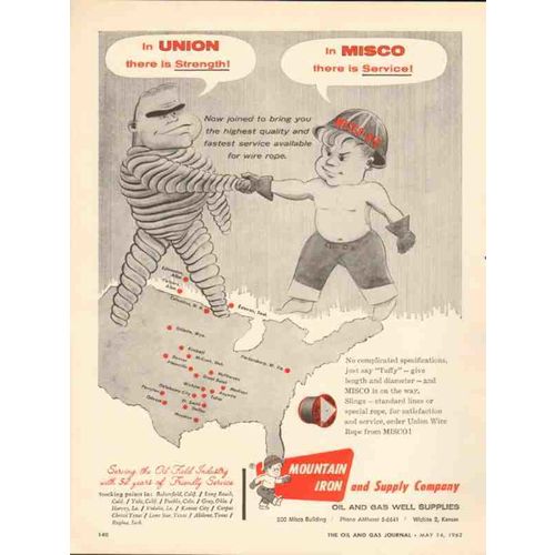 MOUNTAIN IRON SUPPLY COMPANY 1962 Union strength service vintage ad