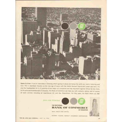 NATIONAL BANK OF COMMERCE 1962 Houston TX Space to grow vintage ad