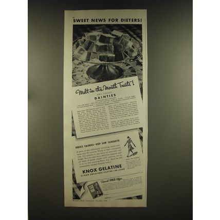 1939 Knox Gelatine Advertisement - recipe for Mrs. Knox's Dainties