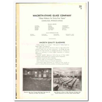 Macbeth-Evans Glass Company 1935 vintage catalog glassware lighting