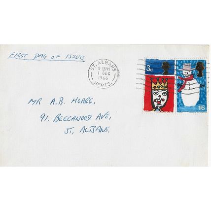 GB 1966 Christmas FDC St Albans pm