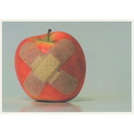 Apple Fruit Wearing Bandage First Aid German Photo Award Postcard