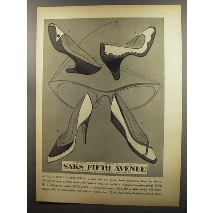 1953 Saks Fifth Avenue Shoes Ad - As S.F.A. sees the spectator