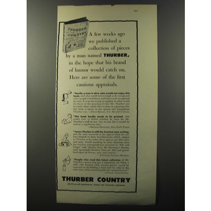 1953 Thurber Country book by James Thurber Ad - A few weeks ago we published
