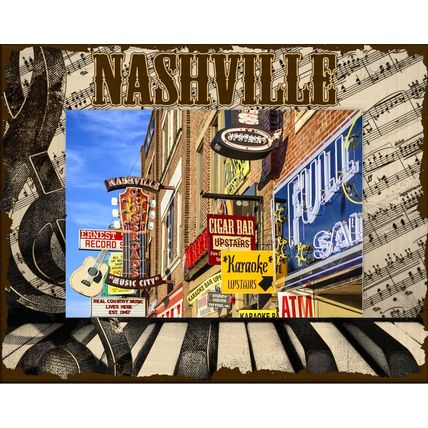Nashville Music Laser Engraved Wood Picture Frame Landscape (5 x 7)