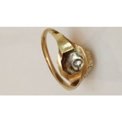 Antique Art Deco 2-Tone 14k Gold Filigree Diamond Ring,early 1900s