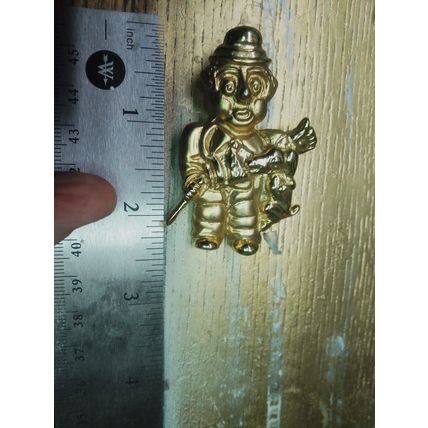 1980s Clown/Circus Brooch Pins Elleo 2.5" Gold Tone