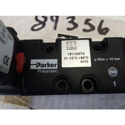 new PARKER 19114MTA PNEUMATIC VALVE DIRECTIONAL CONTROL W/ B-12 COIL,BK