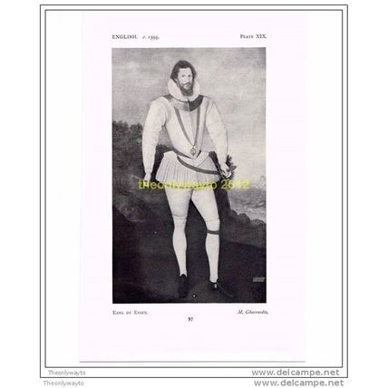 EARL OF ESSEX, M GHEERAEDTS, ENGLISH, c1595, HISTORIC COSTUME, BOOK ILLUSTRATION