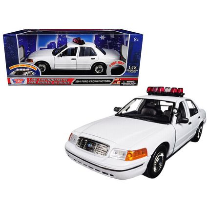 2001 Ford Crown Victoria Police Car Plain White with Flashing Light Bar and F...